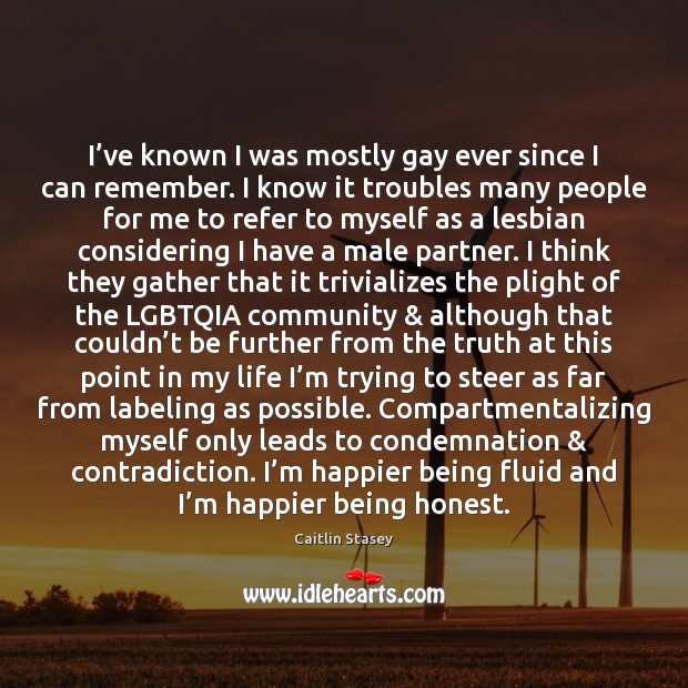 I’ve known I was mostly gay ever since I can remember. Caitlin Stasey Picture Quote