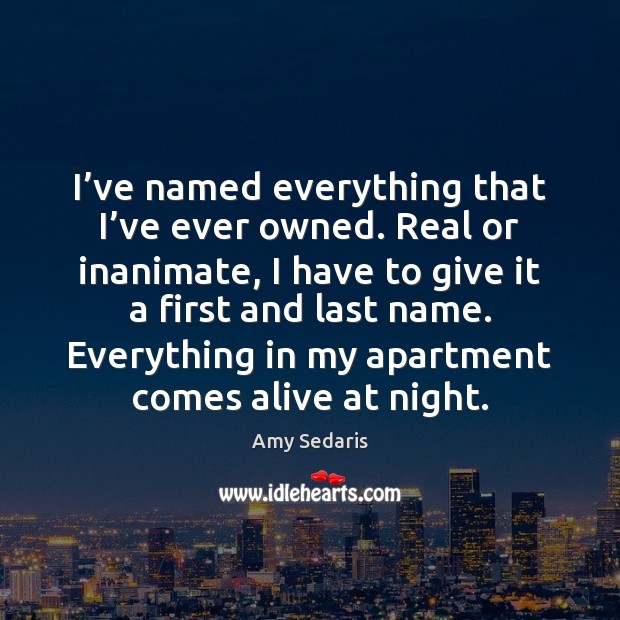 I’ve named everything that I’ve ever owned. Real or inanimate, Amy Sedaris Picture Quote