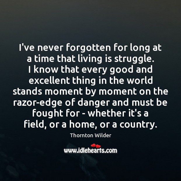 I’ve never forgotten for long at a time that living is struggle. Image