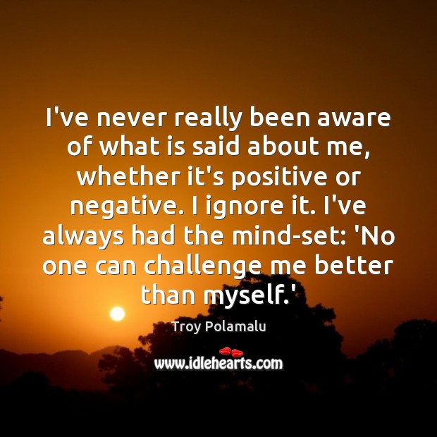 I’ve never really been aware of what is said about me, whether Troy Polamalu Picture Quote