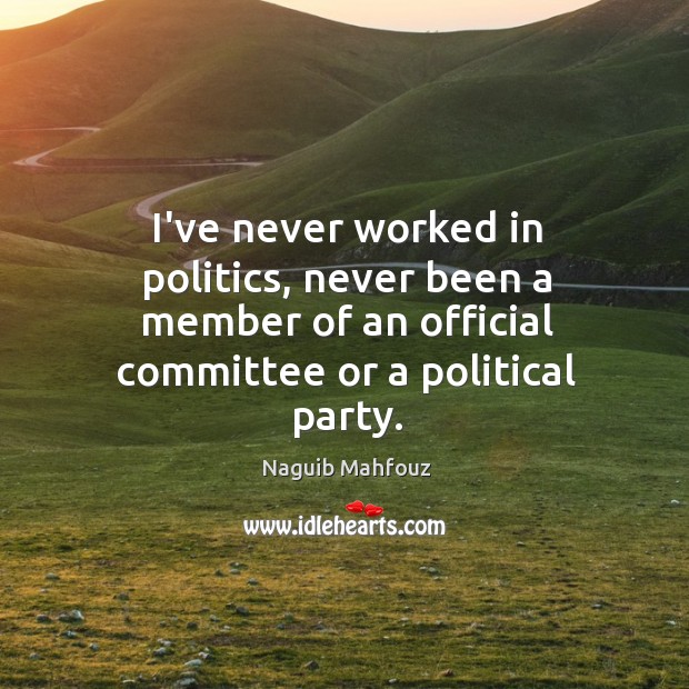 I’ve never worked in politics, never been a member of an official Image