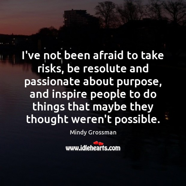 I’ve not been afraid to take risks, be resolute and passionate about Mindy Grossman Picture Quote