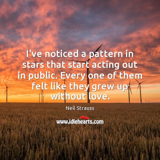I’ve noticed a pattern in stars that start acting out in public. Neil Strauss Picture Quote