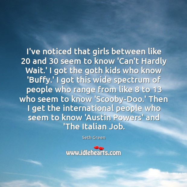 I’ve noticed that girls between like 20 and 30 seem to know ‘Can’t Hardly Image