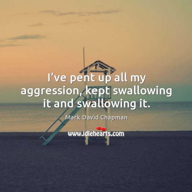 I’ve pent up all my aggression, kept swallowing it and swallowing it. Image