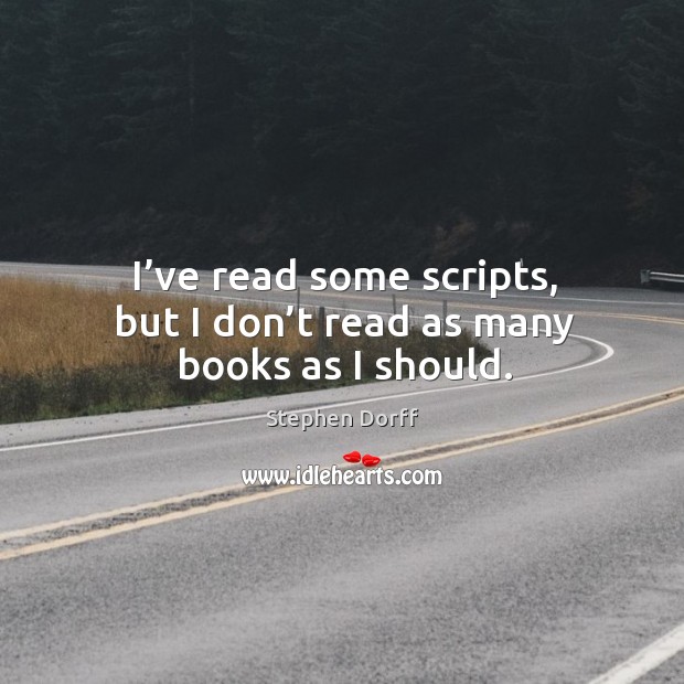 I’ve read some scripts, but I don’t read as many books as I should. Stephen Dorff Picture Quote
