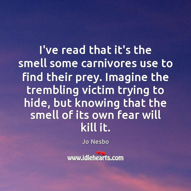 I’ve read that it’s the smell some carnivores use to find their Jo Nesbo Picture Quote