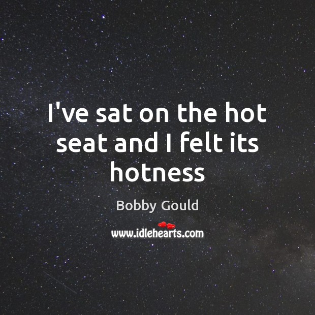 I’ve sat on the hot seat and I felt its hotness Bobby Gould Picture Quote