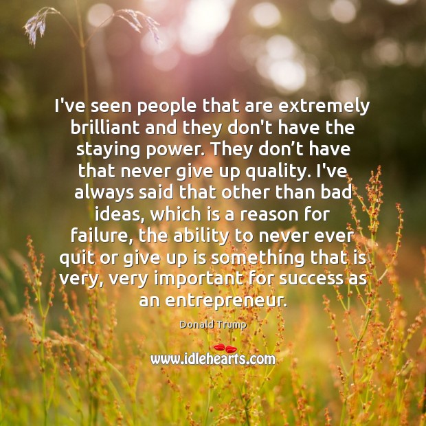 I’ve seen people that are extremely brilliant and they don’t have the Never Give Up Quotes Image
