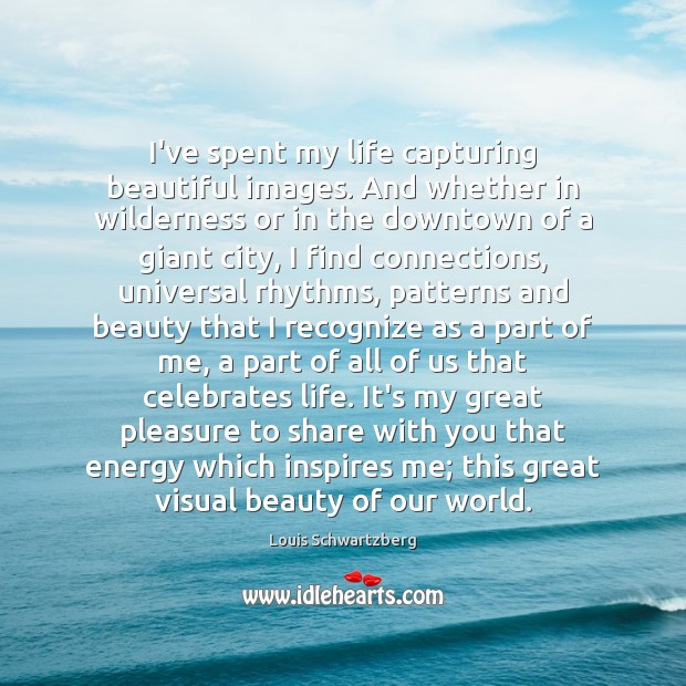I’ve spent my life capturing beautiful images. And whether in wilderness or Louis Schwartzberg Picture Quote