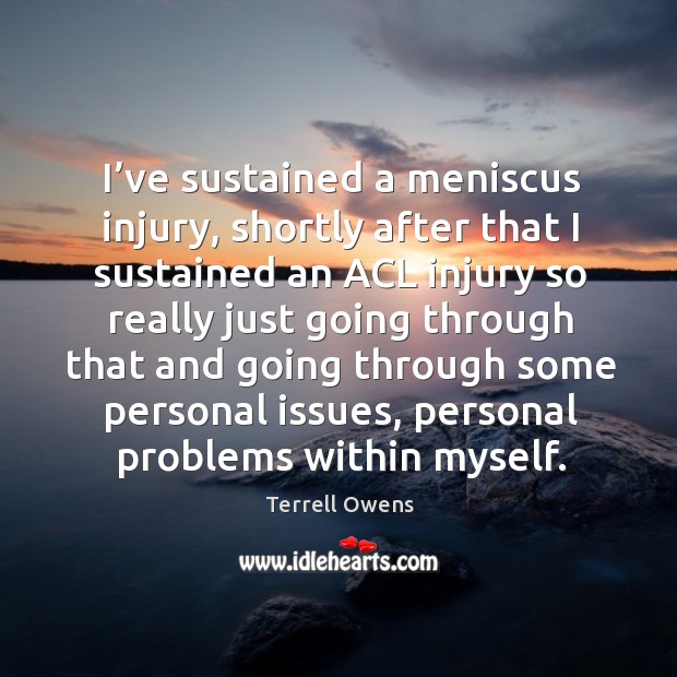 I’ve sustained a meniscus injury, shortly after that I sustained an acl injury so really just going Terrell Owens Picture Quote