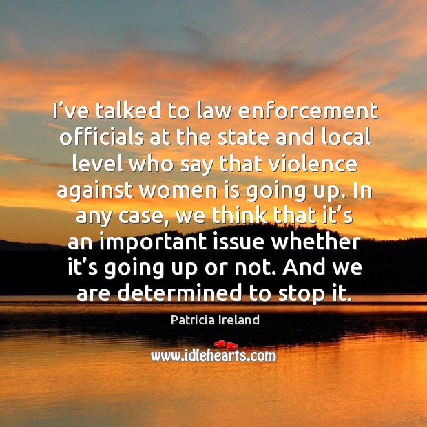I’ve talked to law enforcement officials at the state and local level who say that violence Patricia Ireland Picture Quote