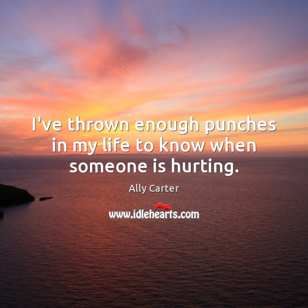 I’ve thrown enough punches in my life to know when someone is hurting. Ally Carter Picture Quote