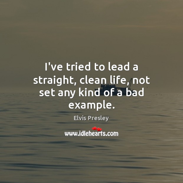 I’ve tried to lead a straight, clean life, not set any kind of a bad example. Image
