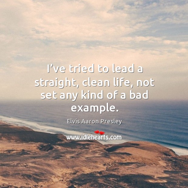 I’ve tried to lead a straight, clean life, not set any kind of a bad example. Image