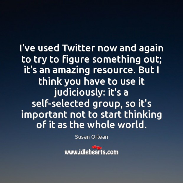 I’ve used Twitter now and again to try to figure something out; Susan Orlean Picture Quote