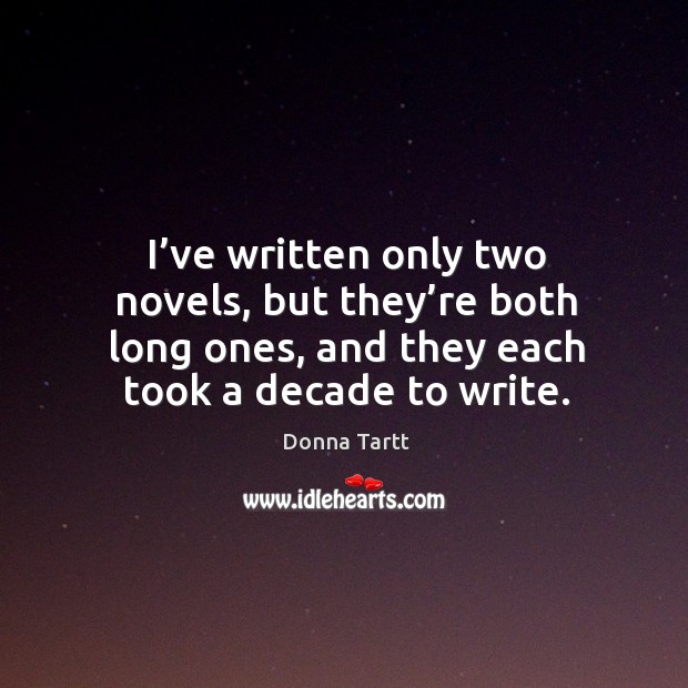 I’ve written only two novels, but they’re both long ones, and they each took a decade to write. Image