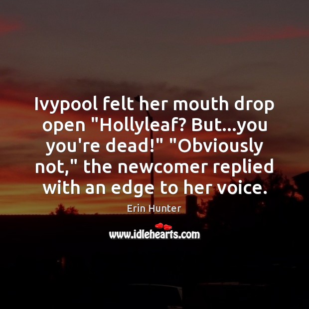 Ivypool felt her mouth drop open “Hollyleaf? But…you you’re dead!” “Obviously Image