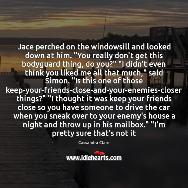 Jace perched on the windowsill and looked down at him. “You really Image