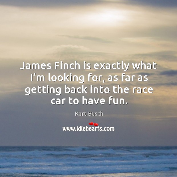 James finch is exactly what I’m looking for, as far as getting back into the race car to have fun. Kurt Busch Picture Quote