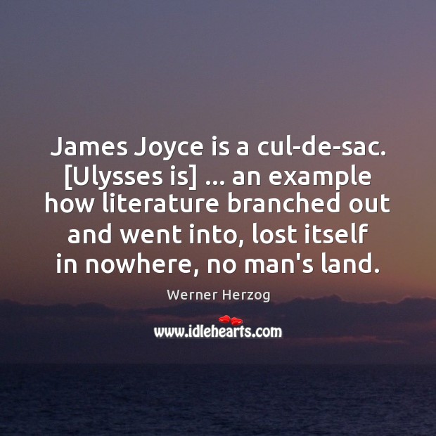 James Joyce is a cul-de-sac. [Ulysses is] … an example how literature branched Werner Herzog Picture Quote