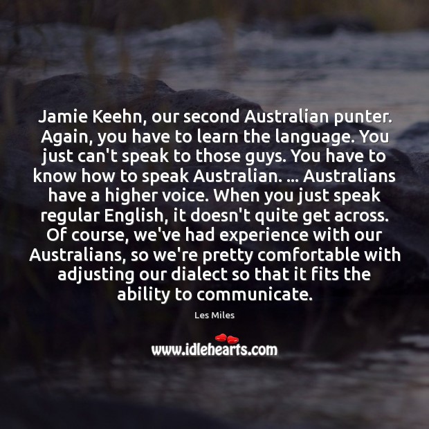 Jamie Keehn, our second Australian punter. Again, you have to learn the Image