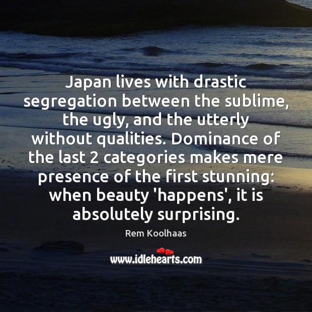 Japan lives with drastic segregation between the sublime, the ugly, and the Image