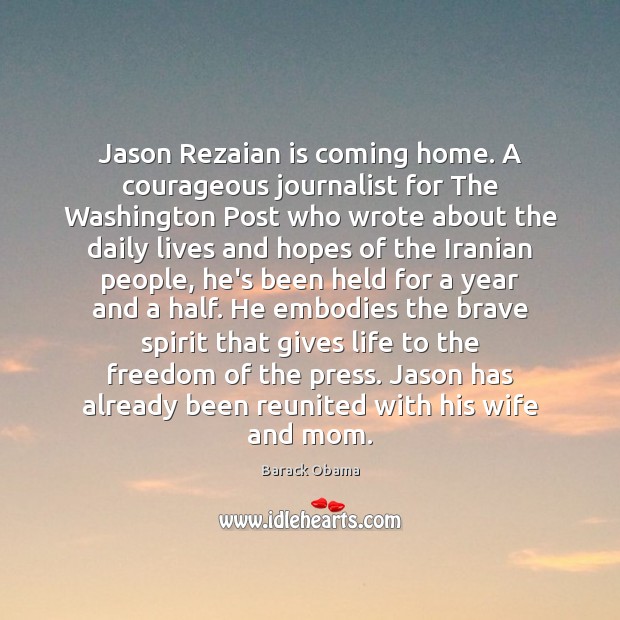 Jason Rezaian is coming home. A courageous journalist for The Washington Post Image