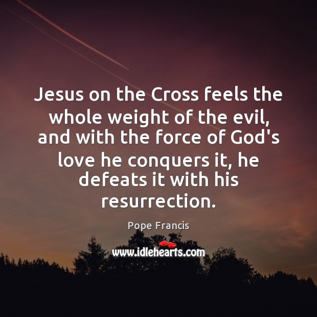 Jesus on the Cross feels the whole weight of the evil, and Pope Francis Picture Quote