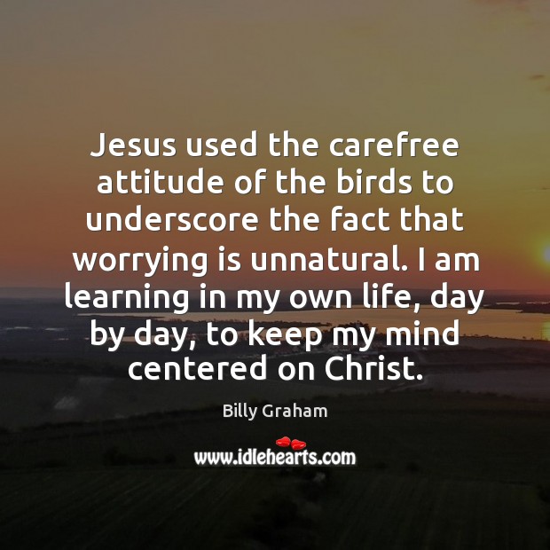 Jesus used the carefree attitude of the birds to underscore the fact Billy Graham Picture Quote