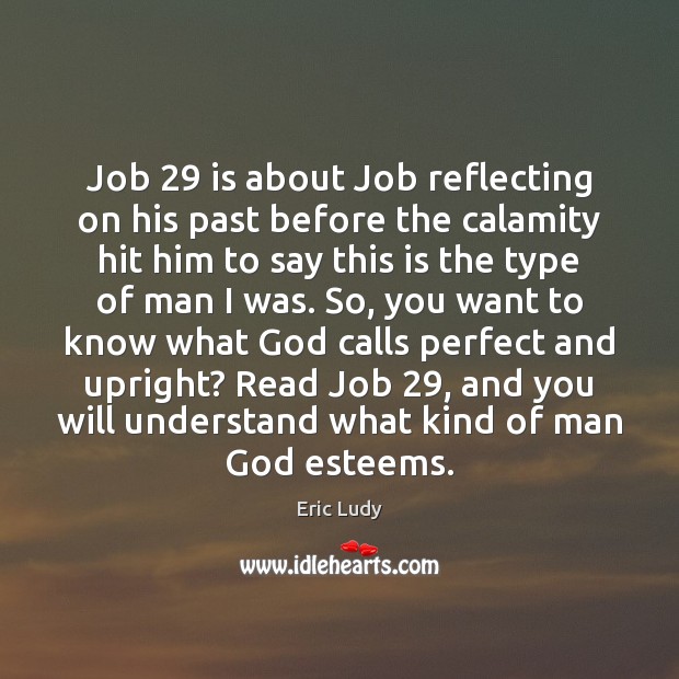 Job 29 is about Job reflecting on his past before the calamity hit Eric Ludy Picture Quote