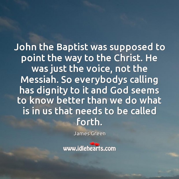 John the Baptist was supposed to point the way to the Christ. James Green Picture Quote