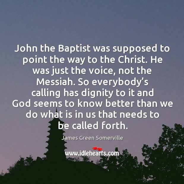 John the baptist was supposed to point the way to the christ. James Green Somerville Picture Quote