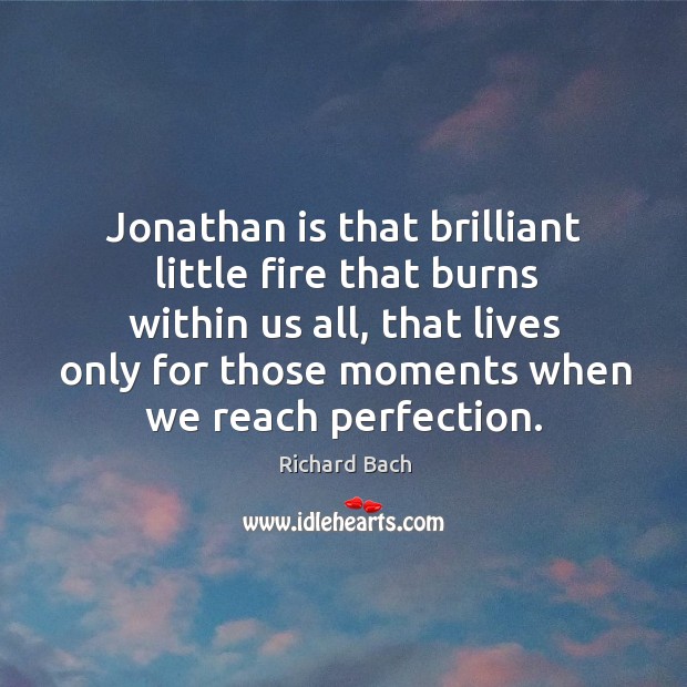 Jonathan is that brilliant little fire that burns within us all Richard Bach Picture Quote
