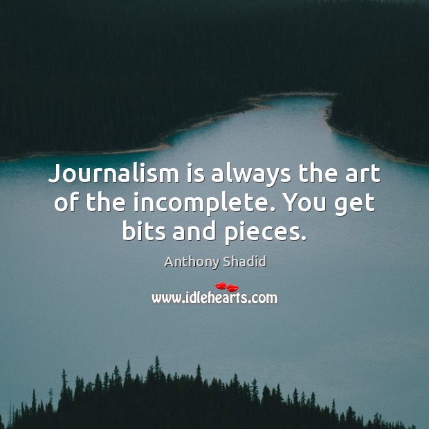 Journalism is always the art of the incomplete. You get bits and pieces. Image