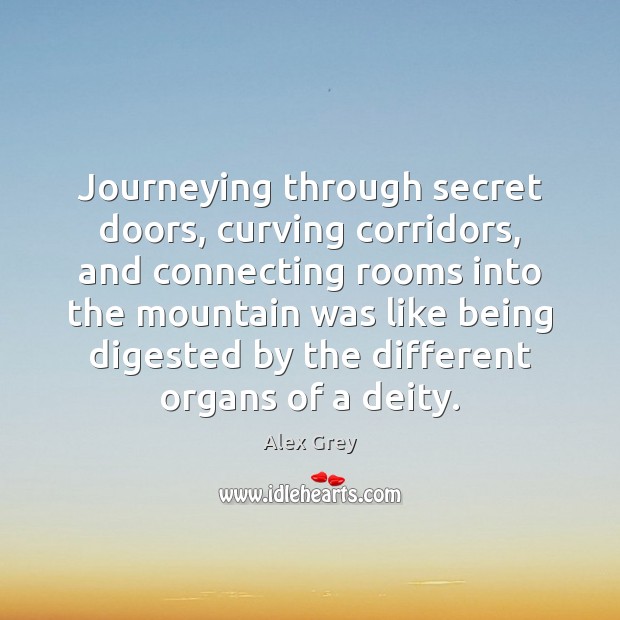 Journeying through secret doors, curving corridors, and connecting rooms into the mountain Image