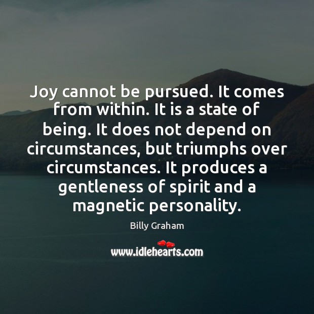 Joy cannot be pursued. It comes from within. It is a state Image
