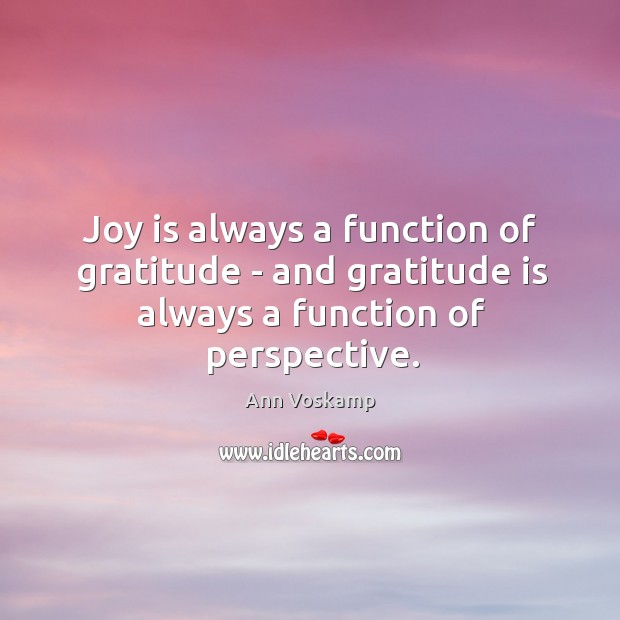 Joy is always a function of gratitude – and gratitude is always a function of perspective. Image