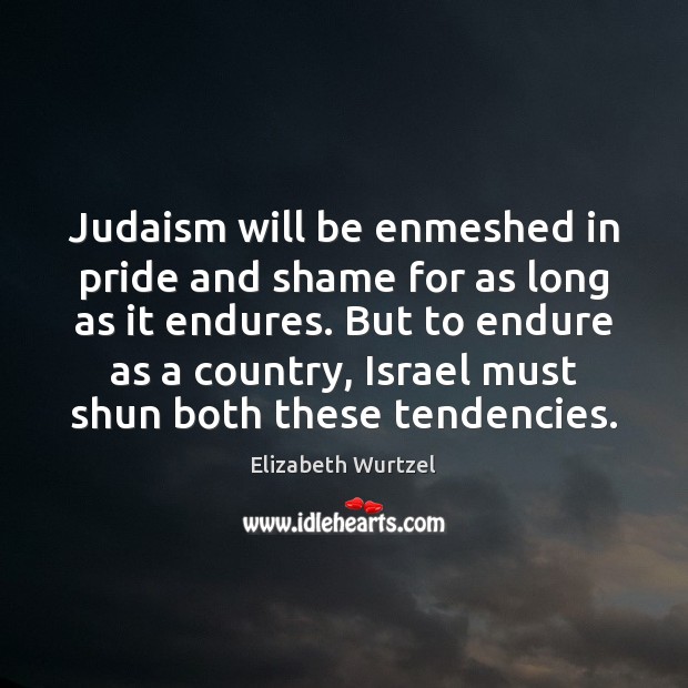 Judaism will be enmeshed in pride and shame for as long as Elizabeth Wurtzel Picture Quote