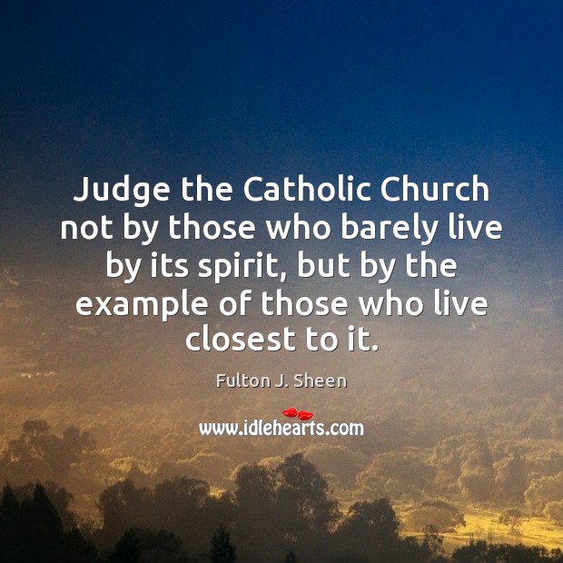 Judge the Catholic Church not by those who barely live by its Image