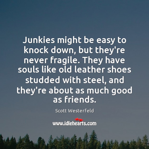 Junkies might be easy to knock down, but they’re never fragile. They Scott Westerfeld Picture Quote
