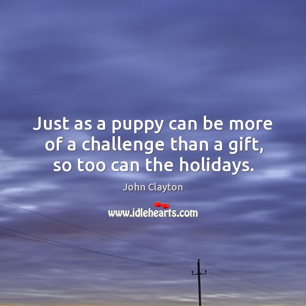 Just as a puppy can be more of a challenge than a gift, so too can the holidays. Challenge Quotes Image