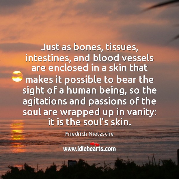 Just as bones, tissues, intestines, and blood vessels are enclosed in a Friedrich Nietzsche Picture Quote