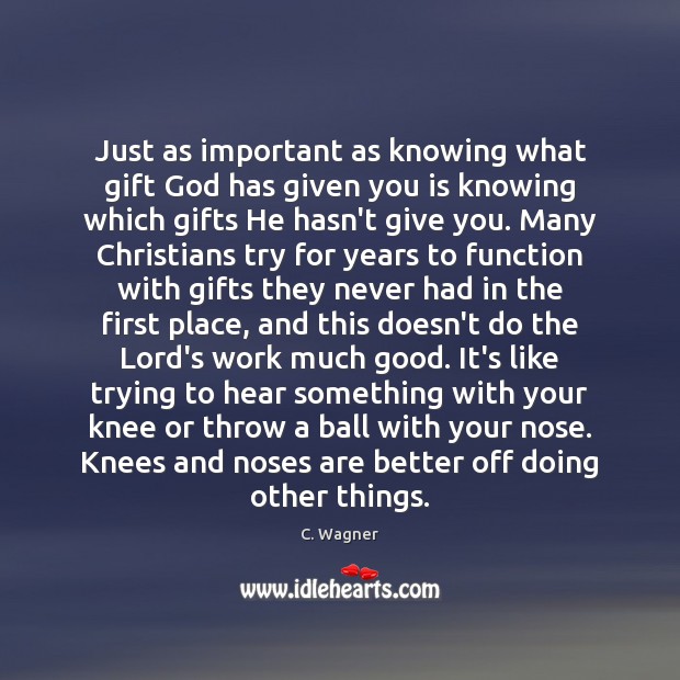 Just as important as knowing what gift God has given you is Image