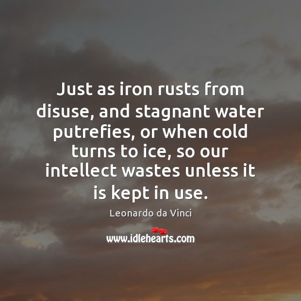 Just as iron rusts from disuse, and stagnant water putrefies, or when Image