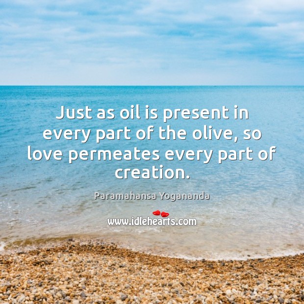 Just as oil is present in every part of the olive, so Paramahansa Yogananda Picture Quote