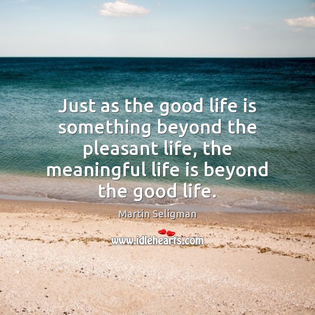 Just as the good life is something beyond the pleasant life, the Image