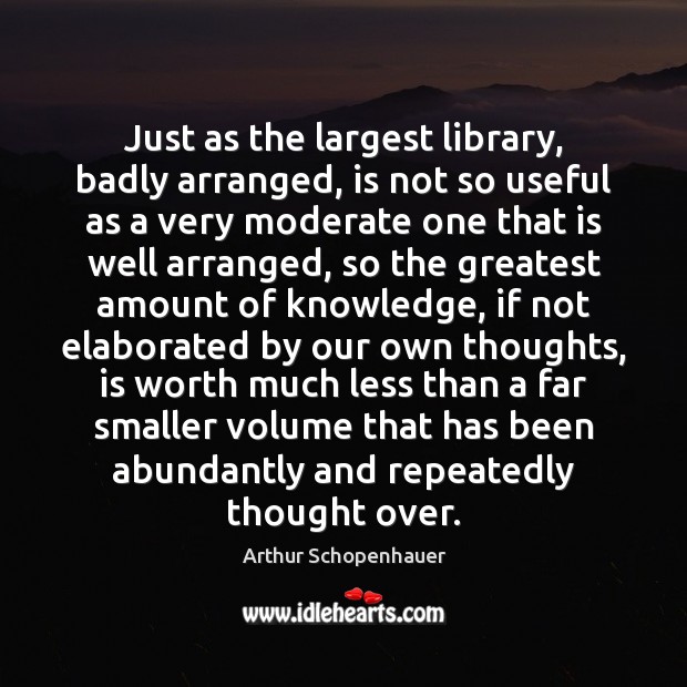 Just as the largest library, badly arranged, is not so useful as Image