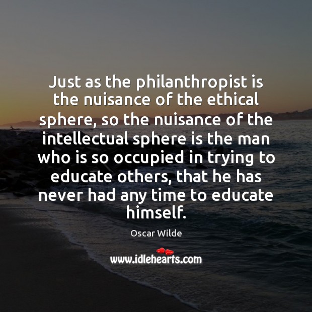 Just as the philanthropist is the nuisance of the ethical sphere, so Image