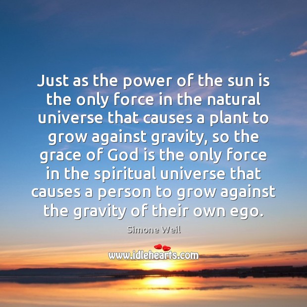 Just as the power of the sun is the only force in Simone Weil Picture Quote